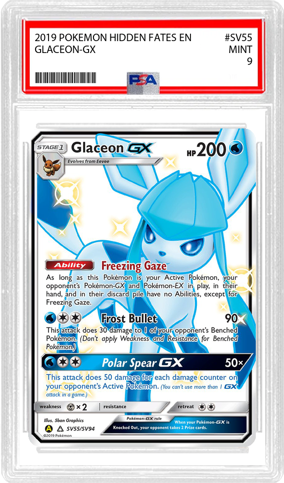 Glaceon-GX - Hidden Fates Shiny Vault (SV55/94) - PSA 9